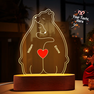 Personalized Names Warm Bear Family Acrylic Lamp Custom Night Light Best Christmas Gift - MadeMineAU