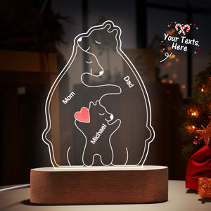 Personalized Names Warm Bear Family Acrylic Lamp Custom Night Light Best Christmas Gift - MadeMineAU