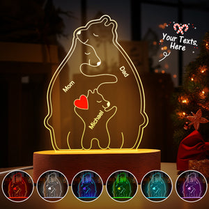 Personalized Names Warm Bear Family Acrylic Lamp Custom Night Light Best Christmas Gift - MadeMineAU