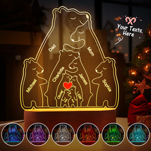 Personalized Names Warm Bear Family Acrylic Lamp Custom Night Light Best Christmas Gift - MadeMineAU