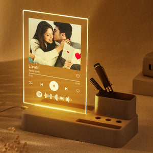 Personalized Photo Custom Spotify Code Acrylic Light Pen Holder Lamp - MadeMineAU
