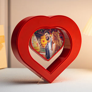 Custom Heart-shaped Photo Magnetic Lamp Rotating Picture Frame Creative Gift For Women - MadeMineAU