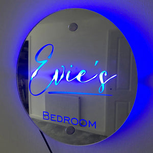 Custom Name Round Mirror Marquee Light Gift - MadeMineAU
