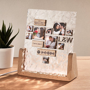 Custom Heart-Shaped Photo Frame Night Light Personalized Spotify Code Wooden Accessory Valentine's Day Gift for Couples - MadeMineAU