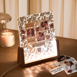 Custom Heart-Shaped Photo Frame Night Light Personalized Spotify Code Wooden Accessory Valentine's Day Gift for Couples - MadeMineAU