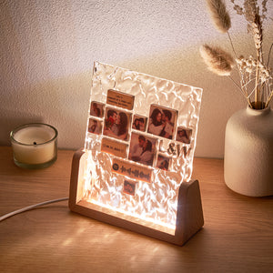Custom Heart-Shaped Photo Frame Night Light Personalized Spotify Code Wooden Accessory Valentine's Day Gift for Couples - MadeMineAU
