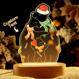 Personalized Names Christmas Warm Bear Family Acrylic Lamp Custom Night Light Best Christmas Gift - MadeMineAU
