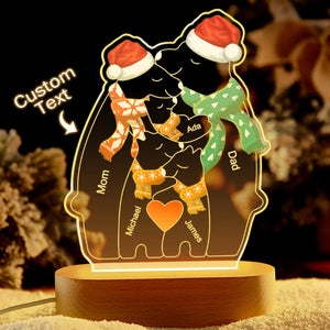 Personalized Names Christmas Warm Bear Family Acrylic Lamp Custom Night Light Best Christmas Gift - MadeMineAU