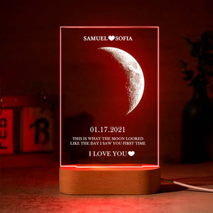 Custom Moon Phase Lamp with Personalized Names Text Seven Color Light - MadeMineAU