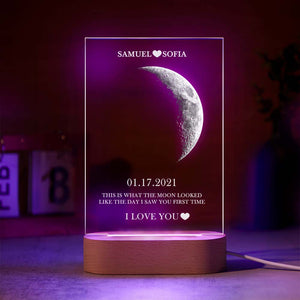 Custom Moon Phase Lamp with Personalized Names Text Seven Color Light - MadeMineAU