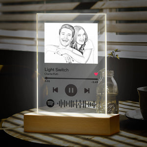 Custom Spotify Plaque Engraved Photo Nightlight Music Keychain