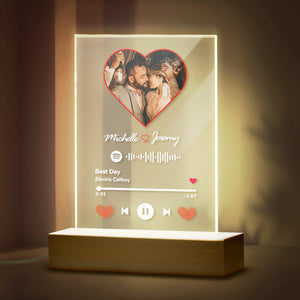 Custom Acrylic Spotify Keychain Music Plaque Heart Photo Nightlight For Her