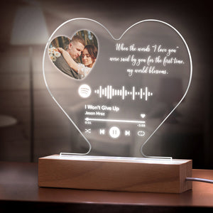 Custom Heart-Shaped Spotify Code Music Plaque Night Light Engraved Text Plaque