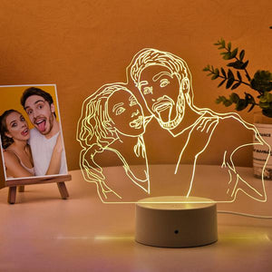 Anniversary Gifts Custom  3D Photo Lamp Personalized Night Light with Engraved