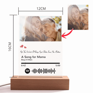 Custom Spotify Glass Night Light Scannable Code Music Plaque Gifts for Mom