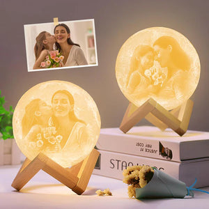 Custom Photo Moon Lamp Anniversary Gifts Magic Lunar 3D Printing With Double - Sided Photo - Touch 16 Colors For Lovers