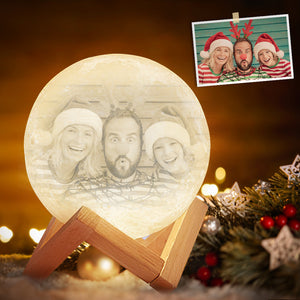 Anniversary Gifts Custom Photo Moon Lamp Magic Lunar 3D Printing With Double - Sided Photo - Touch Three Colors