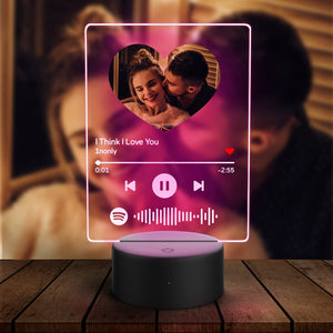 Scannable Heart Shaped Custom Photo Spotify Night Light 7 Colors For Couple