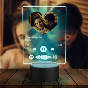 Scannable Heart Shaped Custom Photo Spotify Night Light 7 Colors For Couple