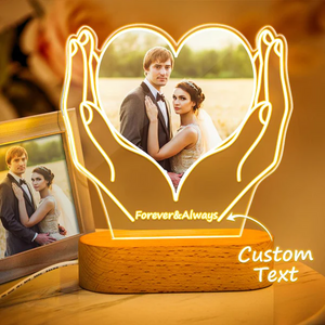 For Lovers Custom Photo Night Light Home Decor Put Love In The Palm Of Your Hand For Wife For Husband