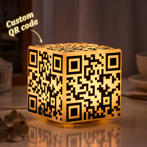 Scannable QR Code CUBE Night Light with Your Photo or Text Personalized Gift for Her - MademineAU