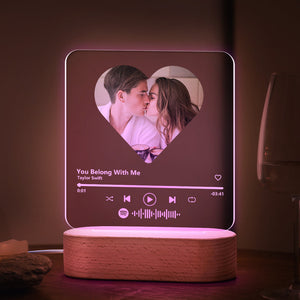 Custom Spotify Code Heart 7 Color Lamp Acrylic Music Plaque Night Light - MadeMineAU