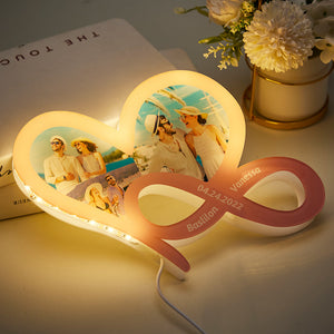 Personalized Photo Infinity Night Light Pink Heart Lamp With Text For Lovers - MadeMineAU