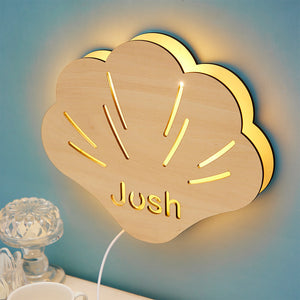 Shell Model Name Wooden Lamp Personalized Wall Night Light Birthday Gift - MadeMineAU