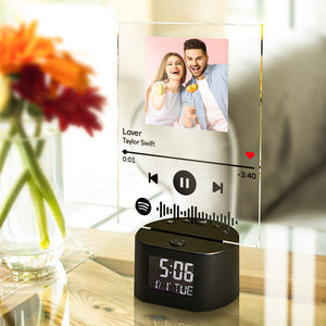 Custom Spotify Night Light With Time Engraved Photo Lamp