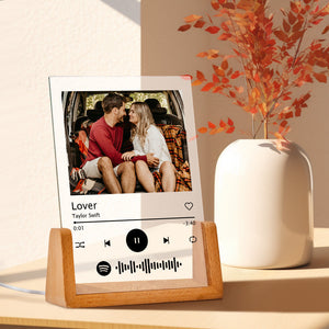Personalized Photo Acrylic Song Plaque,Custom Spotify Plaque,Night Light Lamp with Spotify Code,First Anniversary Gift
