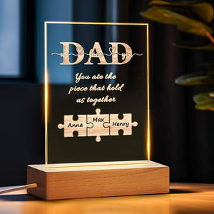 Custom Puzzle Night Light Name Night Light Best Gift For Father You Are The Piece That Hold Us Together