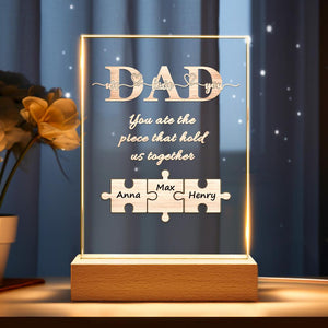 Custom Puzzle Night Light Name Night Light Best Gift For Father You Are The Piece That Hold Us Together