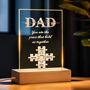 Custom Puzzle Night Light Name Night Light Best Gift For Father You Are The Piece That Hold Us Together