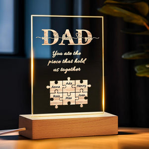 Custom Puzzle Night Light Name Night Light Best Gift For Father You Are The Piece That Hold Us Together