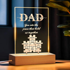 Custom Puzzle Night Light Name Night Light Best Gift For Father You Are The Piece That Hold Us Together