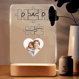 Father's Day Puzzle Night Light Engraved Lamp Best Gift for Dad