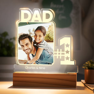 Gifts For Father Cutsom Engraved Photo Night Light Number One