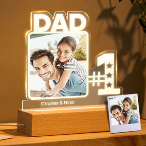 Gifts For Father Cutsom Engraved Photo Night Light Number One