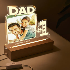 Gifts For Father Cutsom Engraved Photo Night Light Number One