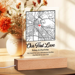 Custom Engraved Map Night Light Our First Date Night Light For Couple