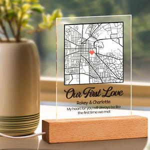 Custom Engraved Map Night Light Our First Date Night Light For Couple