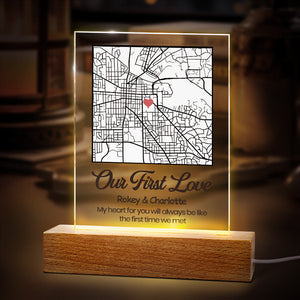 Custom Engraved Map Night Light Our First Date Night Light For Couple