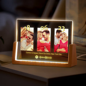 Anniversary Gift Personalized Photo Plaque Custom Night Light Spotify Plaque Lamp with Spotify Code - MyPhotoLighter