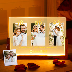 Anniversary Gift Personalized Photo Plaque Custom Night Light Spotify Plaque Lamp with Spotify Code - MyPhotoLighter