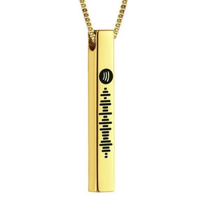 Spotify Code Music Necklace Custom 3D Engraved Vertical Bar Necklace Stainless Steel