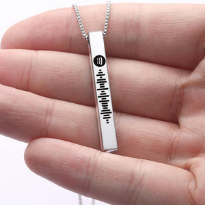 Spotify Code Music Necklace Custom 3D Engraved Vertical Bar Necklace Stainless Steel - MadeMineAU