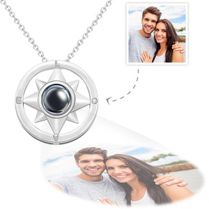 Custom Photo Projection Necklace Compass Creative Gifts - MademineAU