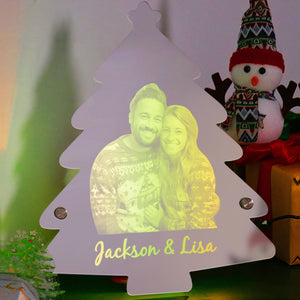 Personalized Photo Name Christmas Tree Mirror Lights Couple Gift - MadeMineAU