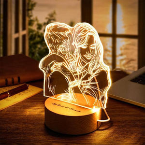For Him Custom Engraved 3D Warm Photo Lamp LED Night light Home Decoration Anniversary Gifts