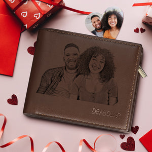 Au Men's Brown Custom Photo Wallets - Best Gift Choice For Dad